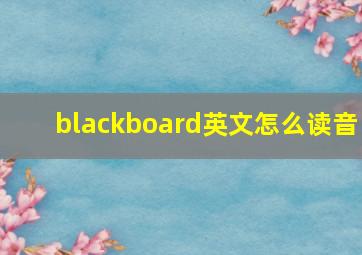 blackboard英文怎么读音