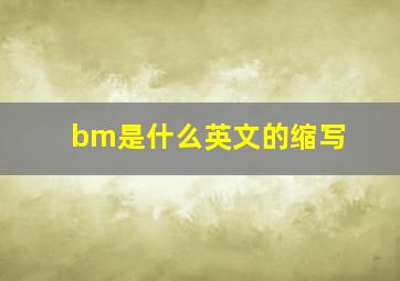 bm是什么英文的缩写