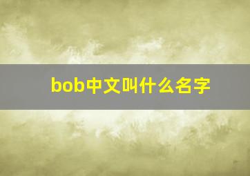 bob中文叫什么名字