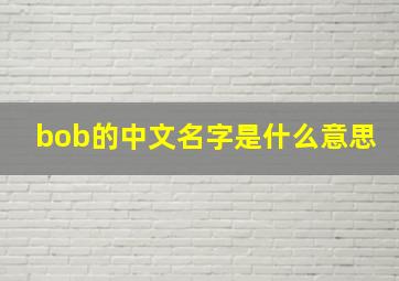 bob的中文名字是什么意思