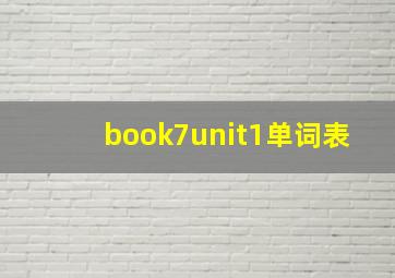 book7unit1单词表