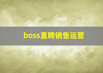 boss直聘销售运营