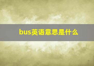 bus英语意思是什么