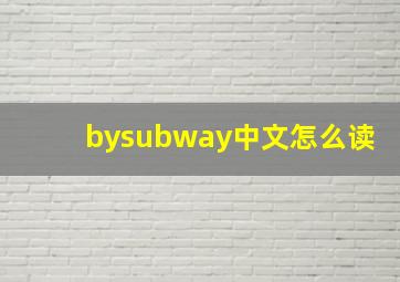 bysubway中文怎么读