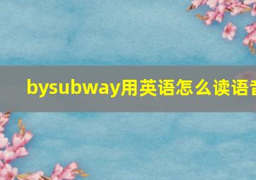 bysubway用英语怎么读语音