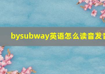 bysubway英语怎么读音发音