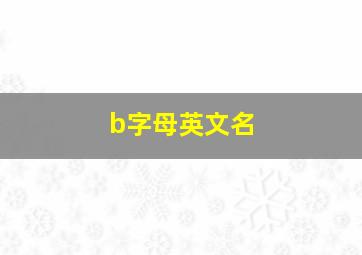 b字母英文名