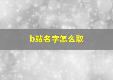 b站名字怎么取