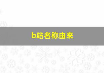 b站名称由来