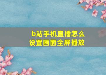 b站手机直播怎么设置画面全屏播放