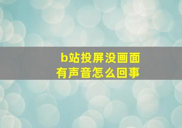 b站投屏没画面有声音怎么回事