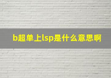 b超单上lsp是什么意思啊