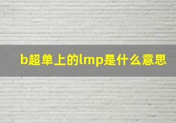 b超单上的lmp是什么意思