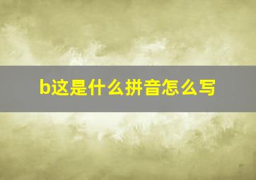 b这是什么拼音怎么写