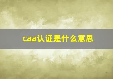 caa认证是什么意思