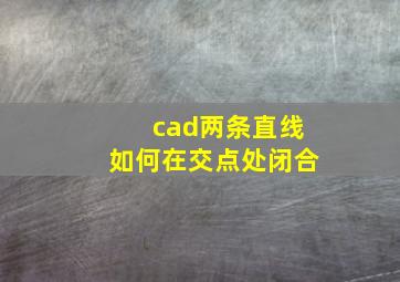 cad两条直线如何在交点处闭合