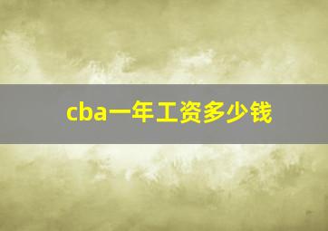 cba一年工资多少钱