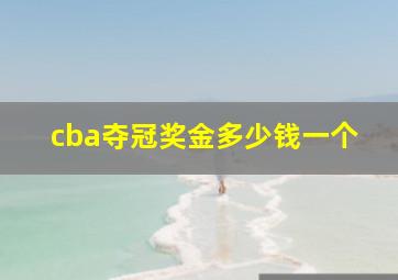 cba夺冠奖金多少钱一个