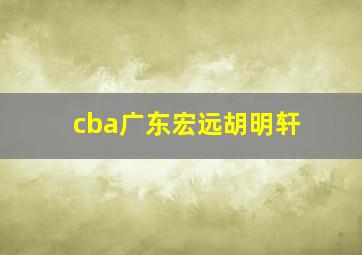 cba广东宏远胡明轩