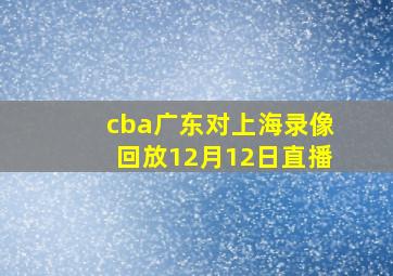 cba广东对上海录像回放12月12日直播