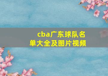 cba广东球队名单大全及图片视频