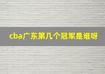 cba广东第几个冠军是谁呀