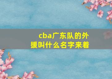 cba广东队的外援叫什么名字来着