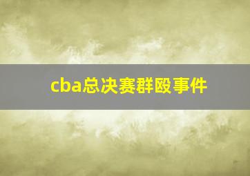 cba总决赛群殴事件