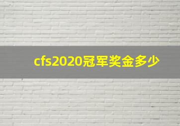 cfs2020冠军奖金多少