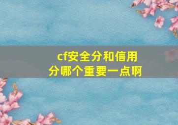 cf安全分和信用分哪个重要一点啊