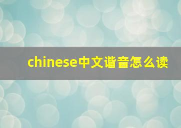 chinese中文谐音怎么读