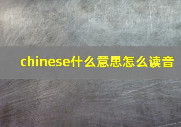 chinese什么意思怎么读音