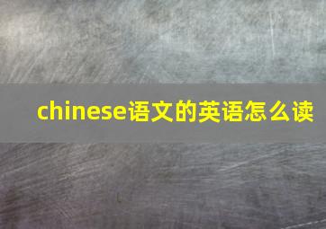 chinese语文的英语怎么读