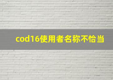 cod16使用者名称不恰当