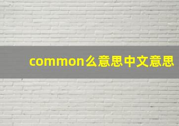 common么意思中文意思