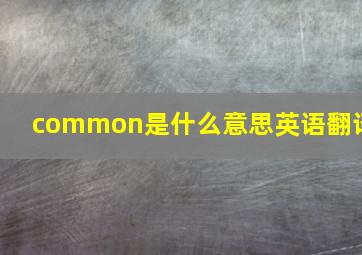 common是什么意思英语翻译