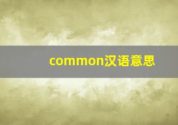 common汉语意思