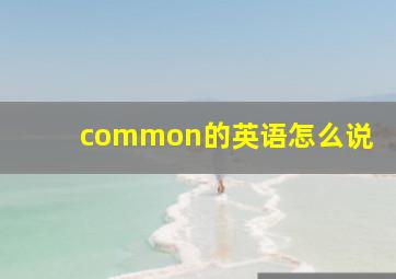 common的英语怎么说