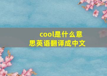 cool是什么意思英语翻译成中文