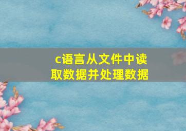 c语言从文件中读取数据并处理数据