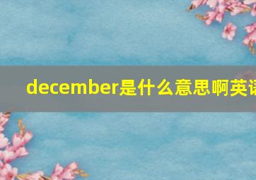 december是什么意思啊英语