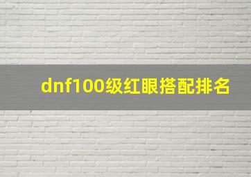 dnf100级红眼搭配排名