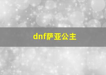 dnf萨亚公主