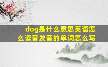 dog是什么意思英语怎么读音发音的单词怎么写