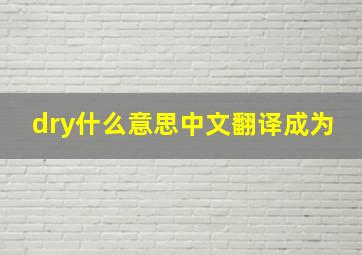 dry什么意思中文翻译成为