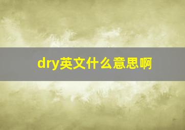 dry英文什么意思啊