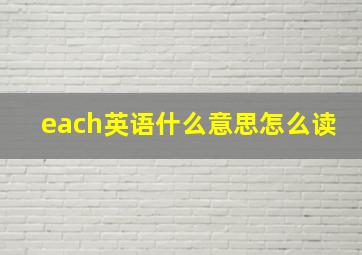 each英语什么意思怎么读