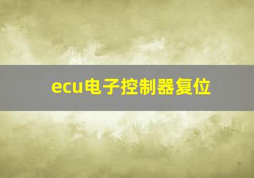 ecu电子控制器复位