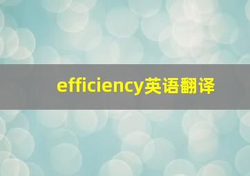 efficiency英语翻译