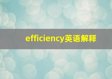 efficiency英语解释